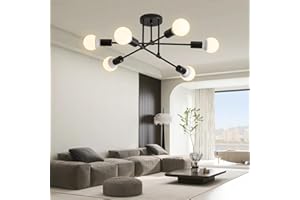 YOODI Lampadario Industriale, 6 Luci Plafoniera Sputnik Vintage, E27 Moderno Lampada da Soffitto in Ferro Nero per Camera da letto, Soggiorno, Sala da Pranzo, Diametro 52 cm (Lampadina non inclusa)