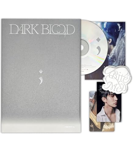 Enhypen – Dark Blood (New Ver.) Fotoboek CD-R Fotokaart Bericht Fotokaart Sticker Ansichtkaart Bladwijzer Poster met teksten 2 Pin Button Badges 4 extra fotokaarten : ENHYPEN