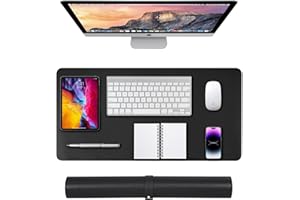 XESPIS Tappetino Scrivania, 80x40cm Sottomano Scrivania in Pelle PU, Ufficio Tappetino da Tavolo Pad per Scrivania Laptop, Pelle PU Impermeabile + Scamosciata Antiscivolo,nero