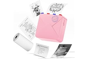 ASPRINK Mini Stampante Portatile, M02S Mini Stampante Termica per Smartphone e Tablet, per Diari, Adesivi, Note, Memo, Regali, Compatibile con IOS e Android, Rosa