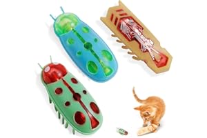 WUIOWPPIC 3 Stück Mini Käfer, Käfer Katzenspielzeug Elektrischer KäferKatzenspielzeug Interaktives Katzenspielzeug Kakerlakak Ersatz Kakerlake Interaktives Haustierspielzeug für Training und Unterhalt