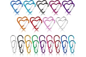 TAIHOBO 36PCS Mini Mousqueton en Forme de Cœur et de D, Petit Mousqueton Porte Clé Coloré en Alliage D'Aluminium, Mousquetons Coeur à Dégagement Rapide, Mousquetons Résistant pour Randonnée Camping