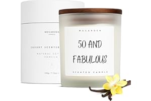 MOGARDEN 50th Birthday Gifts for Women Men, 50th Birthday Candle Gift, Luxury Vanilla Candle 220g