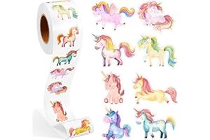 LXONTSG Pegatinas de Unicornio - 500 Piezas Redondas, Lindas Recompensas para Niños