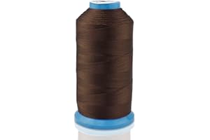 Aussel Fil à coudre en nylon collé - 1 374 m - Taille T70#69 - Pour tissus d'ameublement, marché extérieur, draperie, perlage, bagages, sacs à main (marron)