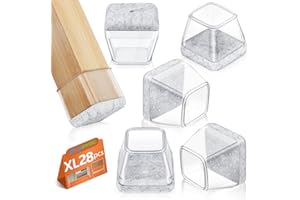 28Pcs Chair Leg Floor Protectors, BAIPOK Furniture Feet Protectors with Stronger Felt Pads, Rectangle Chair Leg Cover Protectors, Rubber Chair Leg Caps for Hardwood Floors(Fit:41-50mm)