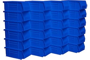 Akro-Mils 30220 AkroBins Plastic Storage Bins, Space-Saving Stackable Bins for Garage, Pantry, Craft Organization, 17.78 cm x 10.16 cm x 7.62 cm, Blue, 24-Pack