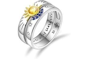 COSIE LILY Set Anelli Donna Anello Sole e Luna Gioielli Donna,Anello Argento 925 Donna Anelli Coppia Fedi Nuziali Anello Fidanzamento Donna,Gioielli Donna Regalo Donna Amica