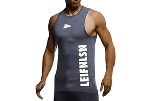 Leif Nelson Gym Herren Fitness Shirt Top Funktionsshirt Slim Fit Männer Bodybuilder Trainingsshirt T-Shirt Ärmellos Jungen Sportshirt Bekleidung für Bodybuilding Training LN8283
