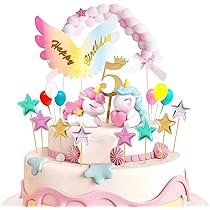 Decorazioni Torta Unicorno 5 Anni - 17 Pezzi Per Compleanno Bambina, Cake Topper Colorati - Foto 9
