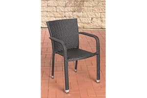 ‎CLP CLP Polyrattan-Gartenstuhl Leonie I Pflegeleichter Outdoor-Stapelstuhl I Wetterbeständiger Gartenstuhl I erhältlich, Farbe:schwarz