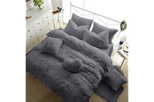 VICEROY BEDDING Teddy Fleece Duvet Cover with Pillow Case Thermal Warm Soft Cozy Bedding Bed Set (Silver Grey, Double Duvet Cover Inc P/Case)