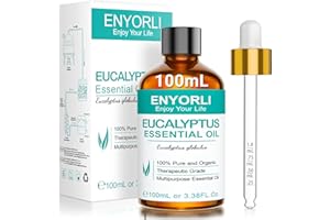 ENYORLI Olejek Eukaliptusowy 100ML 100% Czysty Naturalny Olejek Nierozcieńczony do Aromaterapii Masażu Odstraszania Komarów Pielęgnacji Skóry Oczyszczania Powietrza DIY i Jogi