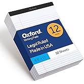Oxford 8,5 x 11 Yasal Ped, 12'li Paket, Geniş &Ccedil;izgili, Beyaz Kağıt, Yazı Defteri Başına 50 Yaprak, ABD'de &Uuml;retilmiştir (74030