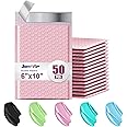 6x10 Poly Bubble Mailers,50 Pack Padded Envelopes for Shipping,Usable Size 6x9 Opaque Mailing Envelopes Bubble Padded for Mailing,Packaging, Small Business (Pink)