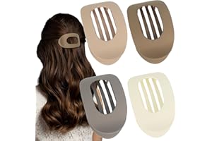 OWill 4 piezas Pinzas pelo mujer,Mate Pinzas para el pelo planas,Pinzas para el cabello para mujer, cabello fino, pinza para el cabello diseño curvo,Pinza plana para cabello fino y grueso