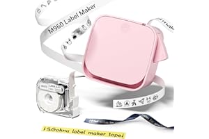 Goknu Etikettendrucker Selbstklebend, M960 Tragbarer Bluetooth Etikettiergerät,Thermotransfer Beschriftungsgerät Unterstützung Farbdruck, Labeldrucker für Telefon & Tablet, USB Wiederaufladbar-Rosa