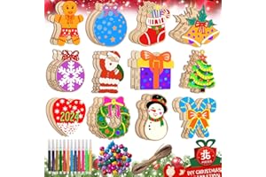 ZEIHOO Ornamentos de Navidad, 36Pcs Adornos Navidad Madera, Colgantes de Madera para Navidad, Colgante Navideno de Madera, Adecuado para Colgar el Arbol de Navidad de Madera y para la Decoracion Navidena
