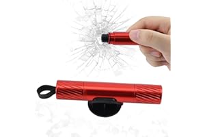HJJMN Portable Vehicle Glass Hammer, Compact Safehammer Window Breaking, Glass Breaker and Seatbelt Cutter, Ergonomic Car Emergency Escape Tool, Red Car Safety Hammer for Land and Underwater