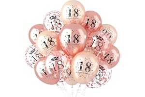 ONEHOUS 18th Birthday Decorations for Girls, Rose Gold Happy 18th Birthday Balloons for Her, Chrome Rose Gold 18th birthday Anniversary Party Supplies, 18 Year Old Party Decorations