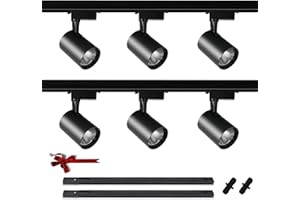 BRAVSEKAI focos led interior techo Cabezales de iluminación riel lide 6 luces,plafon led Track Lighting de ángulo ajustable kit completo de iluminación de riel 20 W,6000 K blanco,de riel adicionales de 6.5 pies