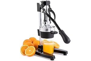 ELECTROMAX Professional Grade Citrus Juicer Hand Press Manual Fruit Juicer Orange Juice Squeezer for Lemon Lime Pomegranate Cast Iron Stainless Steel,Black