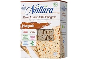 NATTURA Pane Azzimo Integrale Bio, Pane Azzimo Senza Lievito e Senza Sale Aggiunto, 100% Farina di Integrale, Fonte di Fibre, 62 Kcal per Sfoglia, Bassi Grassi Saturi, Prodotto Vegano, 200 g