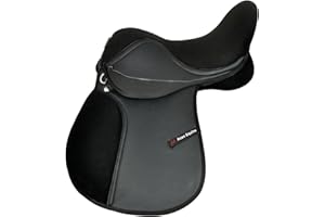 Aces Equine Synthetic Leather Saddle Black Colour General Purpose with Suede Seat size 14" 15" 16" 17" and 18"