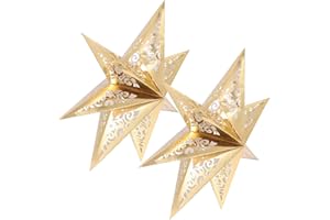 ‎MINKISSY minkissy Papierstern Lampenschirm Weihnachten Faltstern 3D Papier Weihnachtssterne Fensterdekoration Christbaumspitze für Weihnachtsbaum Hochzeit Geburtstag Party Deko 2 Stück