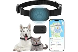 CelestiMingle Mini GPS Tracker für Hunde & Katzen – Haustierortungsgerät Ohne ABO, Verstellbares Halsband, Kompatibel mit iOS & Android, Weltweite Standortverfolgung für Haustiere & Gepäck (F)