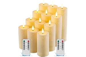 Da by 12 Pack Bougie LED étanche extérieure sans flamme avec téléminuterie, bougie pilier LED clignotante réaliste pour les mariages, les festivals, l’extérieur et la décoration intérieure