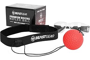 Beast Gear Reflex Ball - Palla da Boxe per Allenamento - Pallina con Elastico Regolabile - Training Riflessi per Pugilato, MMA, Fitness e Arti Marziali