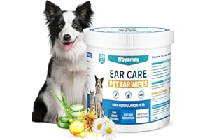 Woyamay Dog Ear Cleaner Wipes, 200PCS Pet Ear Cleaning Wipes Dog Ear Infection Wash Cleaner for Dogs Cats - Stinky Stuff for Dogs Ears, Remove Ear Wax Dirt Debris for Dogs Cats