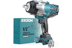 Ecarke Akku-Schlagschrauber 2200 Nm – Kompatibel mit Makita 18V Akku, 1/2" Bürstenloser Drehschlagschrauber mit LED-Licht für Automobile und Schwerer Maschinenreparatur – Ohne akku