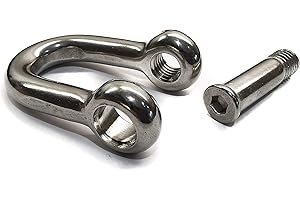 J CLARKE MARINE 6mm M6 Dee D Shackle with allen key flush countersunk hex pin 316 A4 marine grade stainless steel