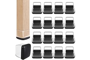 Ezprotekt 16 PCS Chair Leg Sliders for Carpet, 1.25 inch Transparent Chair Glides Furniture Sliders & Thermo-Plastic-Elastomer Combination of Leg Protector,Smoothly Slide on Carpet Square