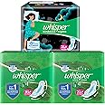 Whisper Day & Night Sanitary Pads|Pack of 144 thin Pads|100 Day + 44 Night pads|Complete period protection|50 Ultra Clean XL+ Pads with 44 Bindazzz Night XL+ Pads|Dry topsheet|With disposable wrap