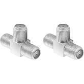 Poppstar 2 x F-type coaxial adapter T splitter (3 F female connectors) satellite cable, coax cable, silver
