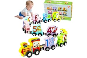 TMEFOY Treno Magnetico Educativo Trenino Legno Giocatto, Treno Magnetico, Treno dei Numeri, Trenino di Numero Colorato, Montessori Trenini Legno, per i Giocattoli Educativi Montessori