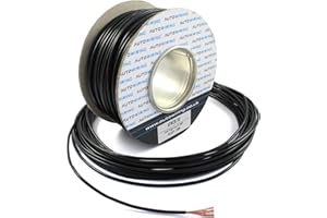 AUTOWIRING 25 AMP Rated 2mm² Single Core Stranded Copper Cable 12v 24v Thin Wall Wire (10M 20M 50M 100M) (BLACK, 20M Coil)