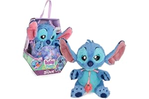 BABY PAWS Stitch, Peluche Interactivo, con Sonidos Que Abre y Cierra los Ojos e Incluye una Bolsa para Llevarlo Contigo, Juguete Regalo para Niños y Niñas de 3 Años o Más
