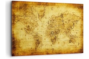 ARTTOR Cuadros Decoracion Salon Mapa Mundo Continentes Lienzos decorativos 120x80cm Cuadro Sobre Lienzo Moderno Dormitorio Cocina Cuadros Pared Imágenes Wall Art Prints Decor Canvas Grande XXL AA120x80-0127