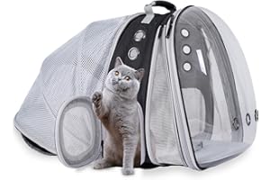 LAIRIES Dual Expandable Cat Backpack Carrier Front & Back Extension Pet Backpack Carrier, Fit up to 20 lbs, Bubble Capsule Dog Backpack Travel, Hiking & Outdoor Backpack