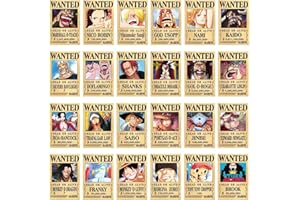 Hilloly Poster 24 Feuilles One Piece Wanted Poster Anime Poster Vintage Affiche Anime décoration d'intérieur Décoration Anime Fond d'écran Mur Peintures Murales (14.3 * 21cm)
