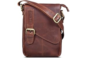 ROYALZ "Louisiana Leder Umhängetasche Klein für Männer Herren Ledertasche Mini Seitentasche Vintage Look Tasche zum Umhängen;Farbe:Schwarz