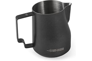 MHW-3BOMBER Jarra de leche espresso espumante al vapor, 350 ml, Turbo 304 de acero inoxidable con boquilla de águila, jarra barista, latte art (negro mate) P6007MB