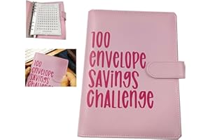 JESSHINY 100 Envelope Challenge Binder,100 Envelope Challenge Kit,100 Envelopes Money Saving Challenge Binder,Easy and Fun Way to Save €5,050,blau (pink)