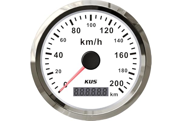 KUS Compteur De Vitesse GPS Compteur De Vitesse Etanche 0-200KM/H Pour Voiture Moto Camions 85mm (Blanc)