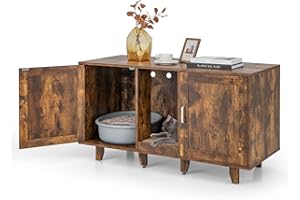 GOPLUS 3 en 1 casa de aseo para gatos, mueble para gatos de 2 puertas con patas desmontables y tabla de garras desmontable, casa interior para 2 gatos (industrial)