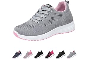 GENÉRICO Chaussures de sport pour femme noires - Chaussures de sport antidérapantes - Légères - En maille confortable et respirante - Course à pied - Fitness - Gym